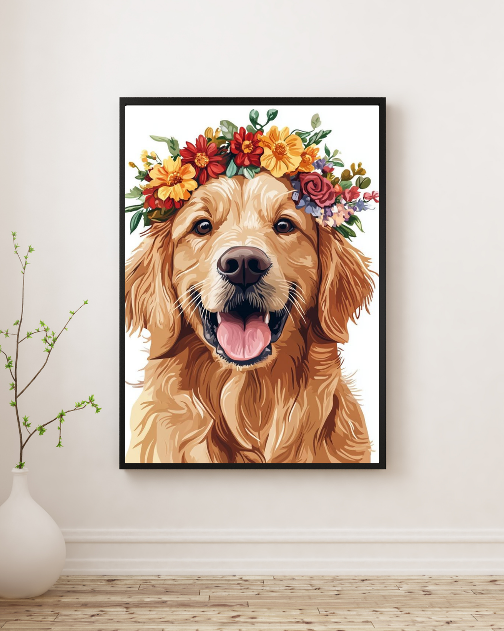 Flower Power Pup CANVAS WALL ART