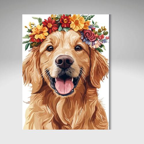 Flower Power Pup CANVAS WALL ART